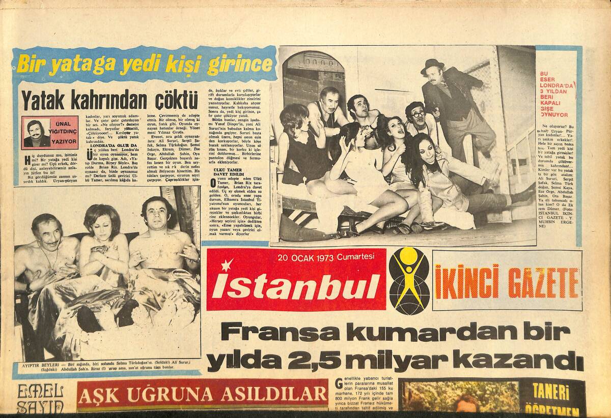 İstanbul Gazetesi 20 Ocak 1973 - Mehmet Tanesi Öğretmen Olmak İstiyor - Buldozerler Namaz Kılan Türklerin Üzerine Sürüldü GZ146365 - 2