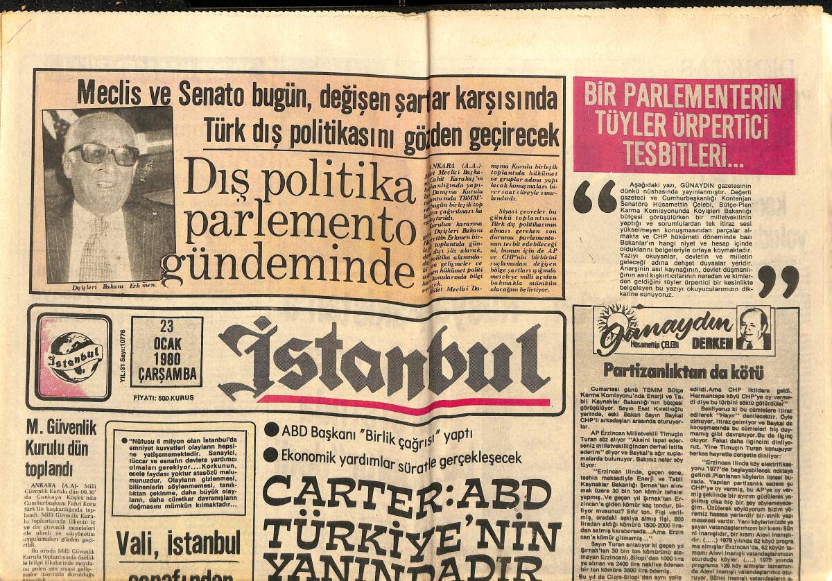 İstanbul Gazetesi 23 Ocak 1980 - Afganistan'da Ruslara Karşı Cihad Açıldı - Carter: Rusya Pakistan'a Saldırırsa Karşısında Bizi Bulur GZ148540 - 1