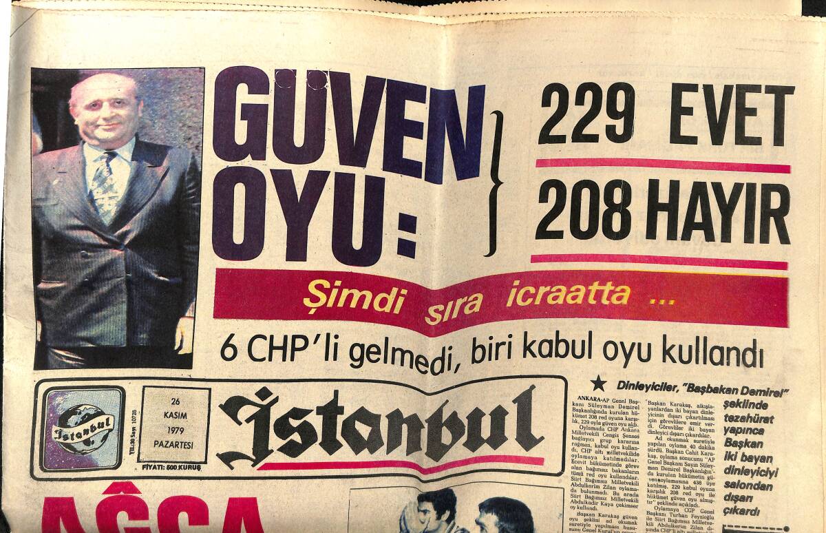 İstanbul Gazetesi 26 Kasım 1979 - Papa , Dini Lider Olarak Geliyor - Ağca Kaçtı GZ148433 - 1