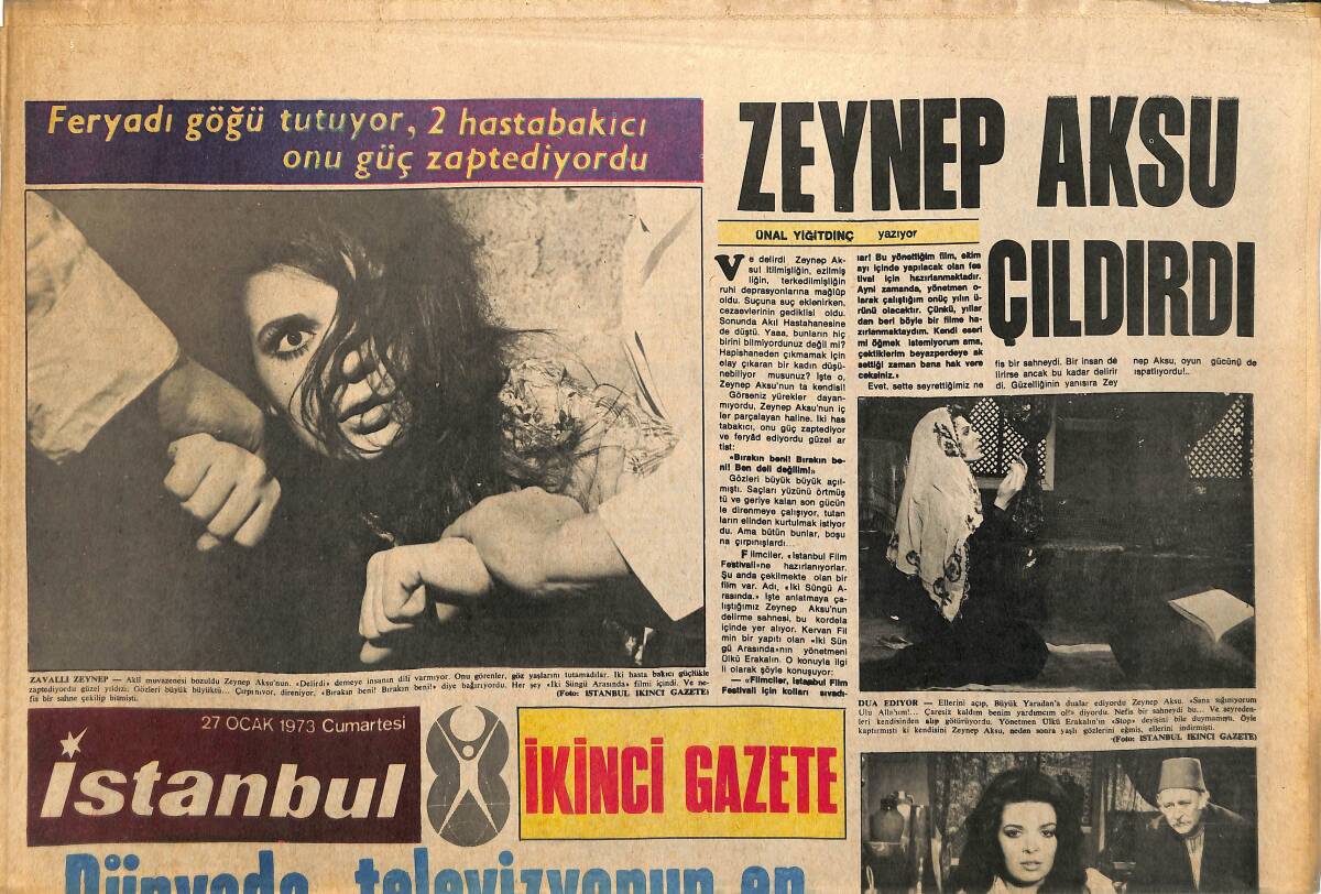 İstanbul Gazetesi 27 Ocak 1973 - Zeynep Aksu Çıldırdı - Dünyada Televizyonun Pahalı Satıldığı Ülke Türkiye GZ145154 - 1