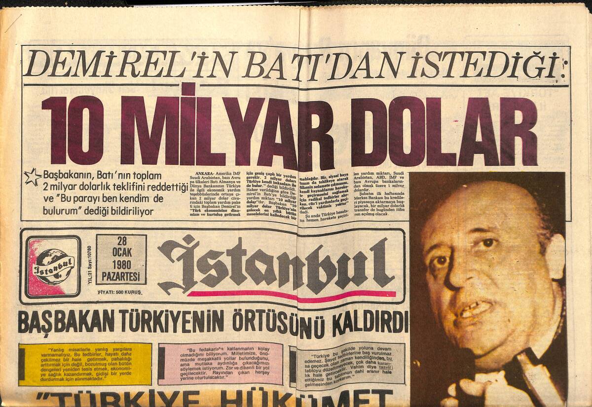 İstanbul Gazetesi 28 Ocak 1980 - Demirel'in Batı'dan İstediği : 10 Milyar Dolar GZ148423 - 1