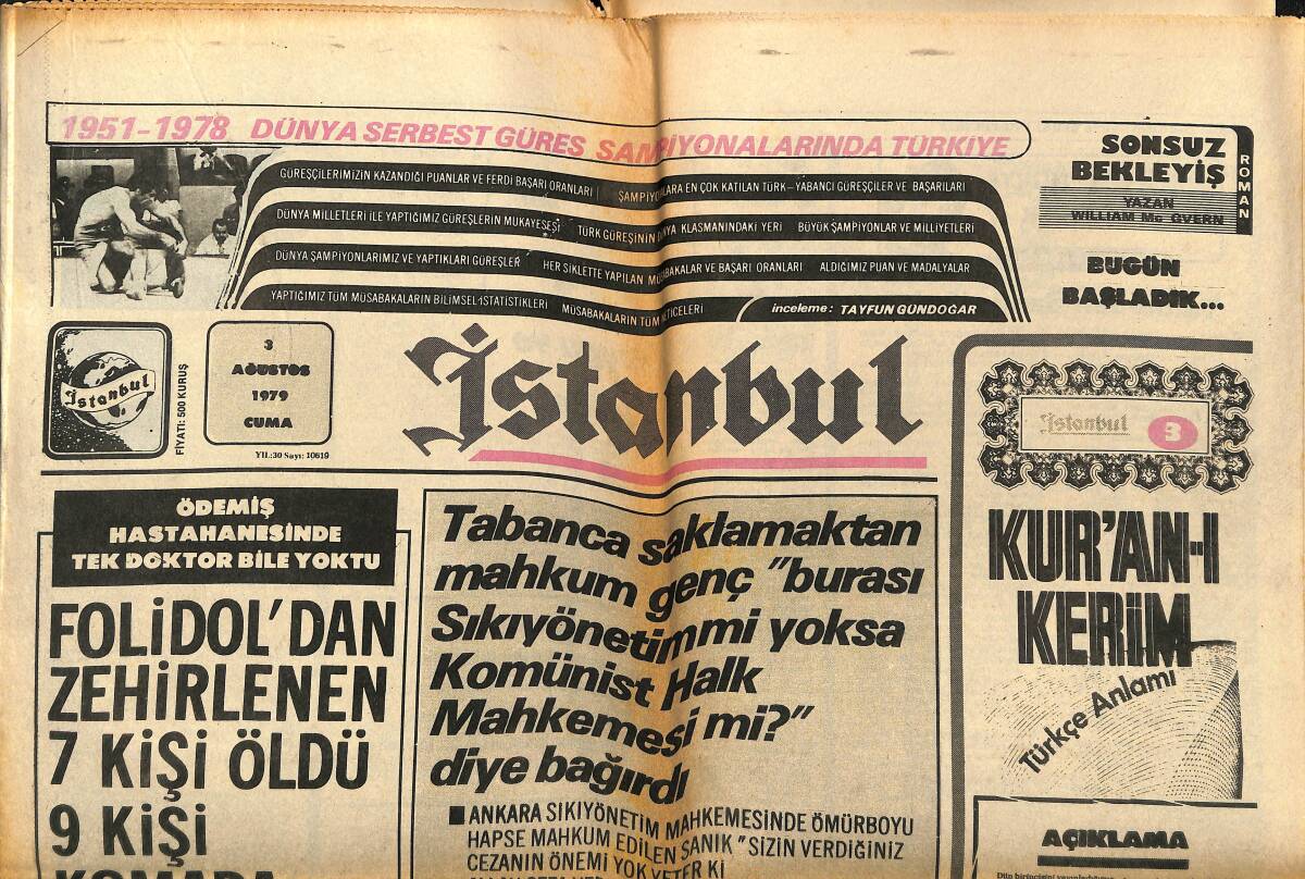 İstanbul Gazetesi 3 Ağustos 1979 - ABD'deki Petrol Şirketleri İle Beyaz Saray'ın Arası Şeker Renk GZ148603 - 1