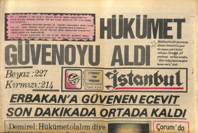 İstanbul Gazetesi 3 Temmuz 1980 - Erbakana Güvenen Ecevit Son Dakikada Ortada Kaldı GZ88598 - 1