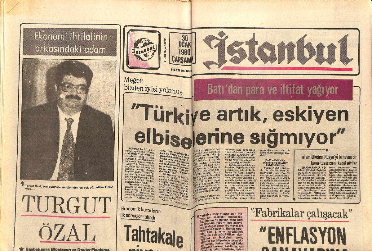 İstanbul Gazetesi 30 Ocak 1980 - Fenerbahçe'de Yeni Yönetim Belli Oluyor - Ekonomi İhtilalinin Arkasındaki Adam Turgut Özal GZ148539 - 1