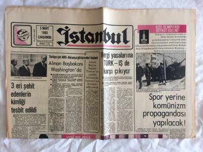 İstanbul Gazetesi 5 Mart 1980 - Vergi Yasalarına Türk İşde Karşı Çıkıyor GZ73294 - 1