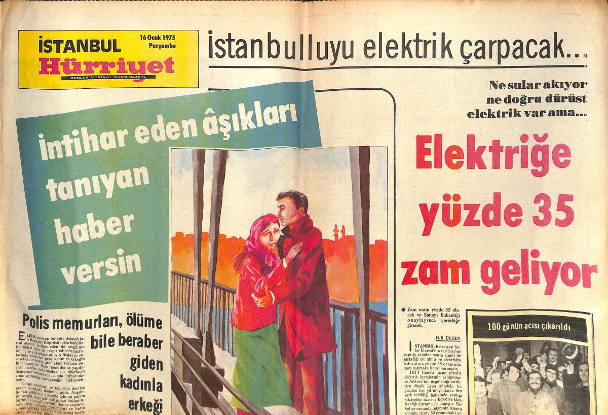 İstanbul Hürriyet Gazetesi 16 Ocak 1975 - Muazzez Abacı Hayatını Kelebek'e Anlattı! - Eczacılıkta Boykot Başlıyor! GZ144431 - 1