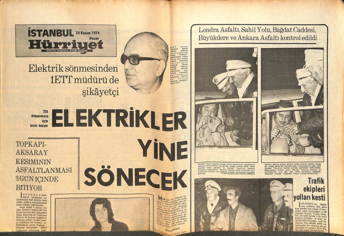 İstanbul Hürriyet Gazetesi 24 Kasım 1974 - 20 Yıllık Erkek Dursun Paylaşılamayan Kadın Oldu - Atatürk Kültür Merkezi Belki 1976'da Açılacak! GZ144420 - 1