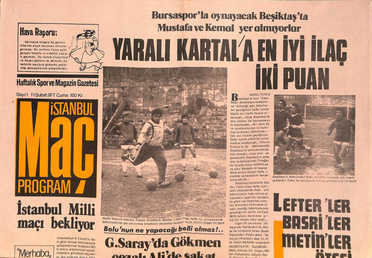 İstanbul Maç Program Gazetesi 11 Şubat 1977 - Galatasaray'da Gökmen Cezalı Ali'de Sakat GZ157687 - 1