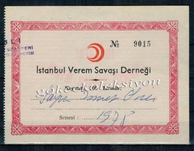 İstanbul Verem Savaşı Derneği Makbuzu 100 Lira EFM377 - 2