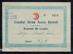İstanbul Verem Savaşı Derneği Makbuzu 50 Lira EFM380 - 1