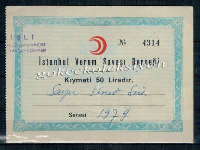 İstanbul Verem Savaşı Derneği Makbuzu 50 Lira EFM380 - 2