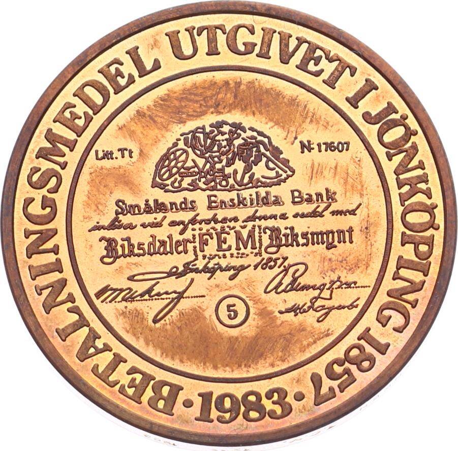 İsveç 1980 Yılı Jönköping Şehri Tunç Madalyon MVM2039 - 2