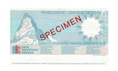 İsviçre 100 Frank Travellers Cheque SPECIMEN ÇÇT+ YKP7777 - 2