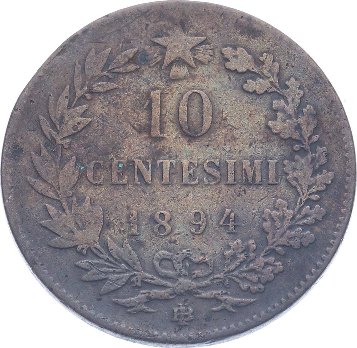 İtalya 10 Centesimi 1894 ' Kral Umberto I Dönemi - Temiz YMP11206 - 3