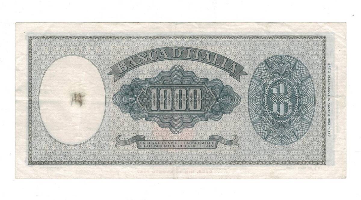 İtalya 1000 Lire 1947 ÇT+ YKP8094 - 2