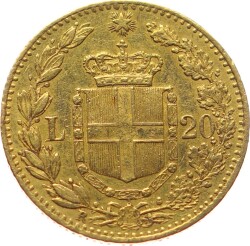 İtalya 20 Lire 1883 Altın *Umberto I* ÇİL YMP10941 #723 - 2