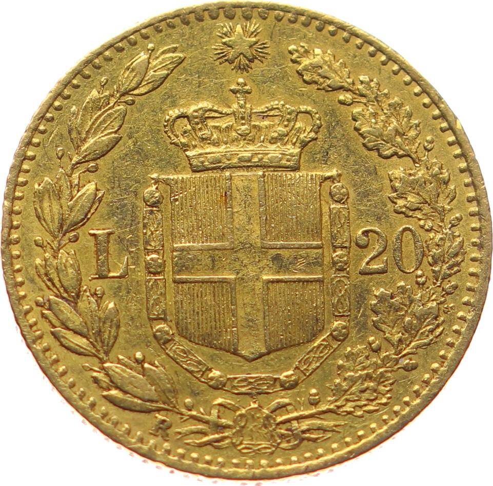 İtalya 20 Lire 1883 Altın *Umberto I* ÇİL YMP10941 #723 - 2