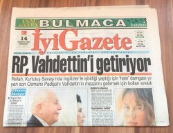 İyi Gazete 14 Ağustos 1996 - RP , Vahdettini Getiriyor GZ1773 - 1