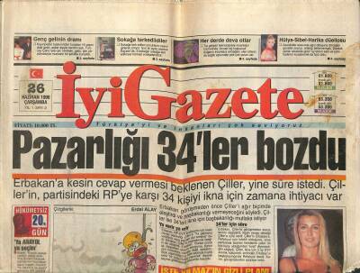 İyi Gazete Gazetesi 26 Haziran 1996 - Mustafa Sandalın Rekor Palavrası - Zerrin Özerin Kaseti 5 Günde 200 Bin Sattı GZ122951 - 1