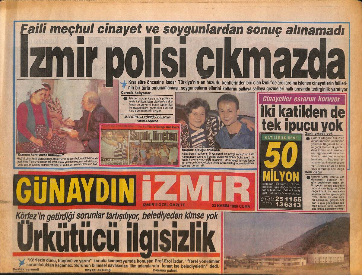 İzmir Günaydın Gazetesi 23 Kasım 1990 - Sibel Can 