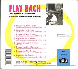 Jacques Loussier - Play Bach, No. 1 CD (İkinci El) CD5030 - 2