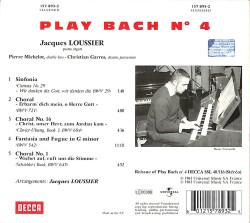 Jacques Loussier - Plays Bach No.4 CD (İkinci El) CD4953 - 2