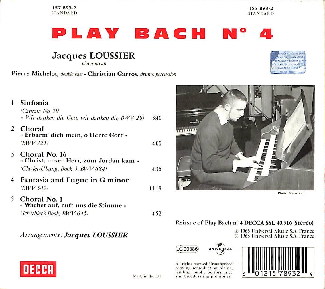 Jacques Loussier - Plays Bach No.4 CD (İkinci El) CD4953 - 2