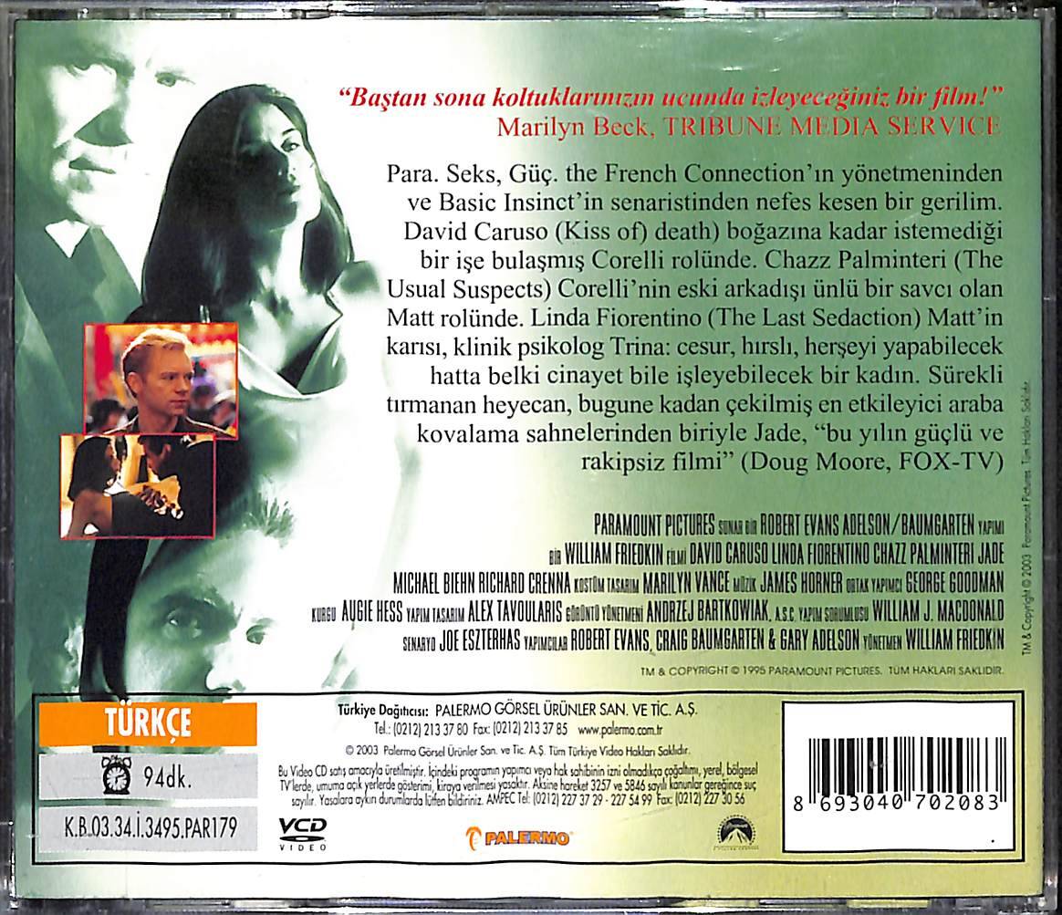 Jade Orjinal VCD Film ' David Caruso, Linda Fiorentino, Chazz Palminteri ' VCD28030 - 2