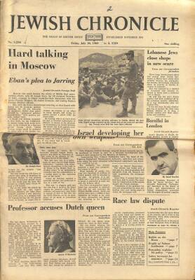 Jewish Chronicle Gazetesi 18 July 1969 - Professor Accuses Dutch Queen - Barzilai In London GZ125114 - 1