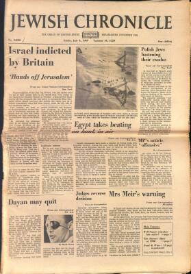 Jewish Chronicle Gazetesi 4 July 1969 - Israel Indicted By Britain - Judges Reverse Decision GZ125161 - 1
