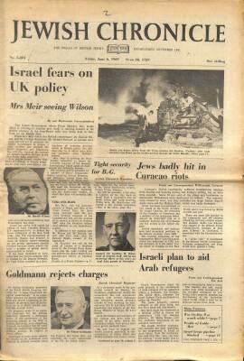 Jewish Chronicle Gazetesi 6 June 1969 - Jews Badly Hit In Curacao Riots - Israel Fears On UK Policy GZ125116 - 1