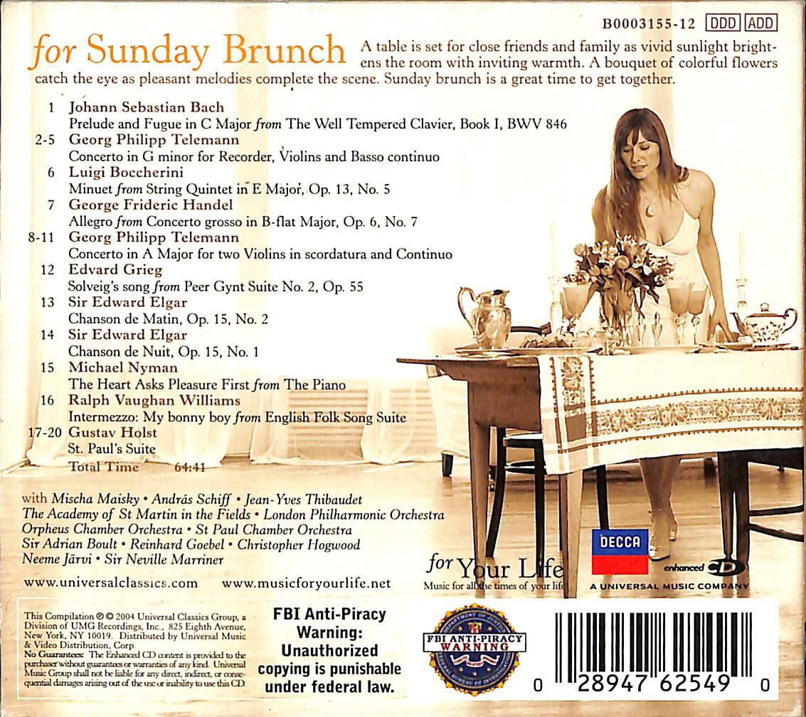Johann Sebastian Bach - For Sunday Brunch CD (İkinci El) CD5293 - 2