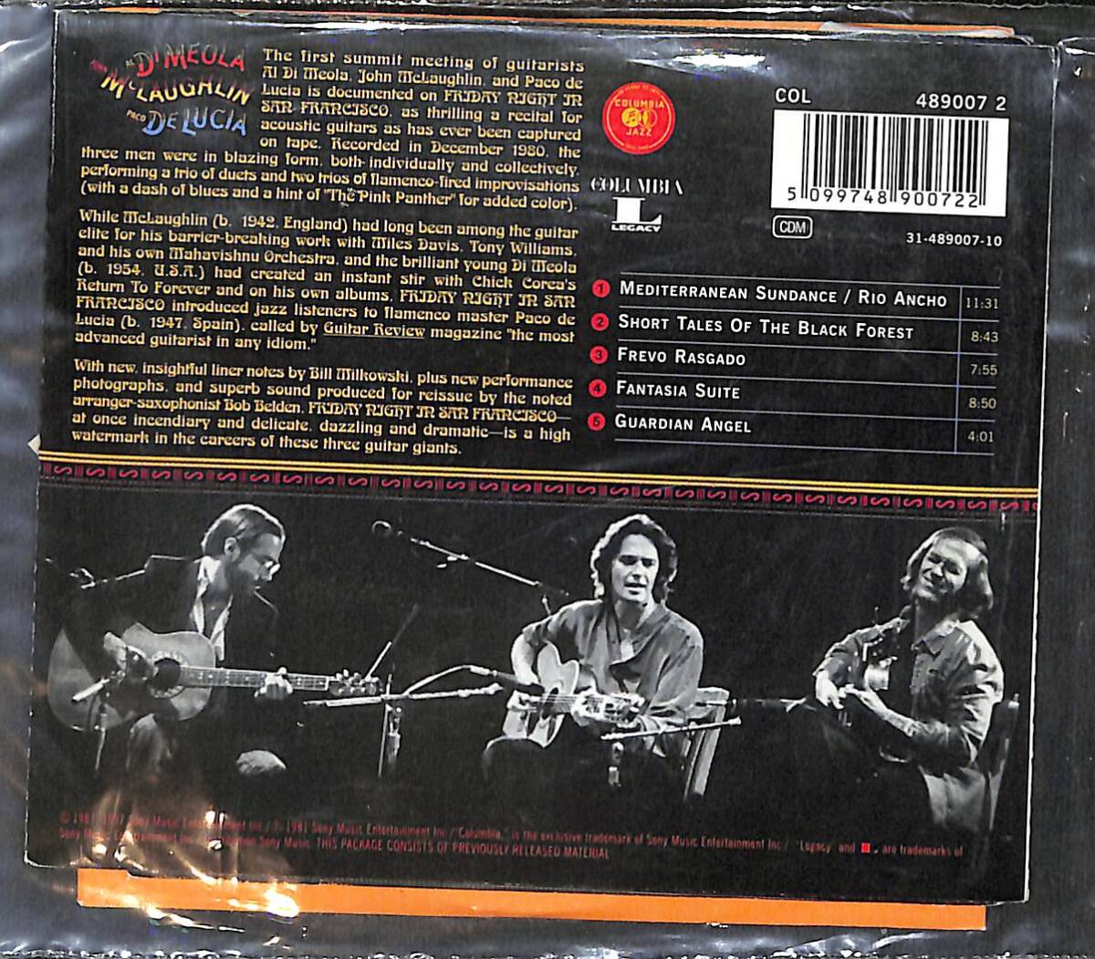 John McLaughlin / Al Di Meola / Paco De Lucia – Friday Night In San Francisco CD (İkinci El) CD5830 - 2