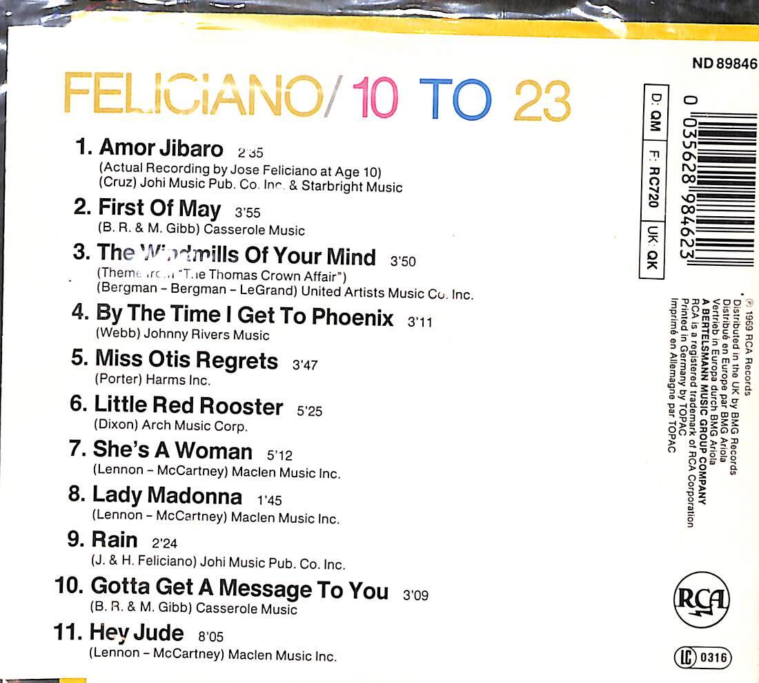 Jose Feliciano ‎– 10 To 23 CD İkinci El CD5856 - 2