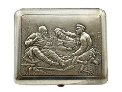 Kabartma Motif Detaylı Rus Yapımı Gümüş Tütün Tabakası AOB1061 - 1
