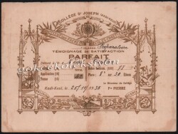 Kadıköy Josep Erkek Lisesi Çalışma Derece Belgesi EFM333 - Gökçekoleksiyon