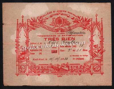 Kadıköy Josep Erkek Lisesi Çalışma Derece Belgesi EFM334 - 3