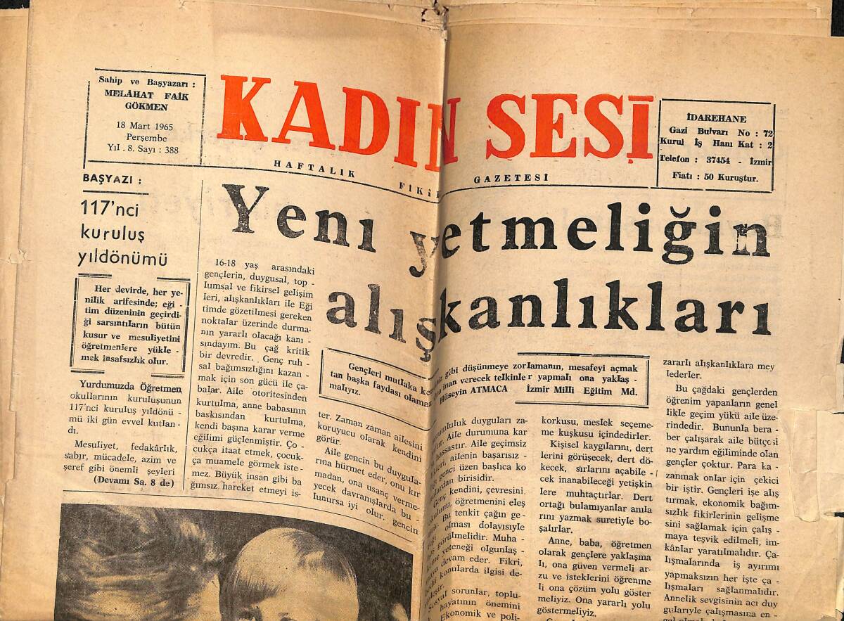 Kadın Sesi Gazetesi 18 Mart 1965 - Yeni Yetmeliğin Alışkanlıkları - Yuvada Saadet Ve Çocuk GZ160902 - 1