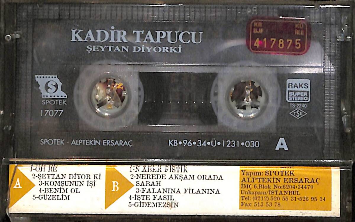 Kadir Tapucu - Şeytan Diyorki Kaset (İkinci El) KST28489 - 2