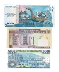 Kamboçya/iran/Vietnam Yabancı Kağıt Para Lotu ÇİL YKP8466 - 2