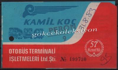 Kamilkoç Turizm 1983 Yılı Otobüs Bileti - 1