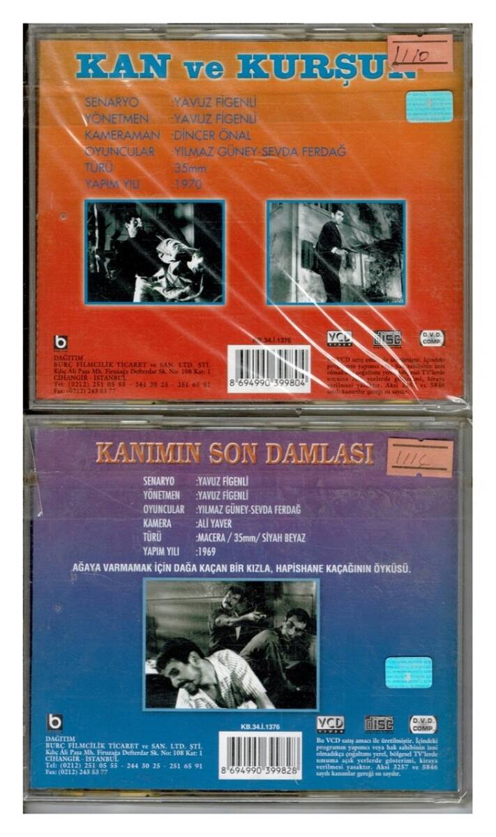 Kan ve Kurşun Kanımın Son Damlası - 2 Adet VCD Film VCD802 - 2