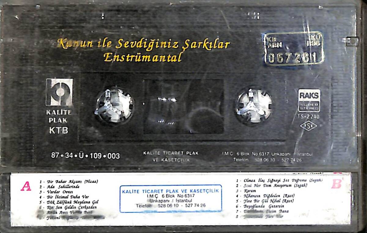 Kanun İle Sevdiğim Şarkılar Enstrümantal Kaset (Siyah Bandrol - İkinci El) KST27128 - 2
