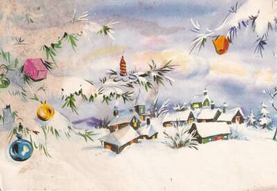 Kar Temalı Yılbaşı Kartpostal KRT13439 - 1