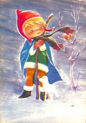 Kar Ve Çocuk Temalı Kartpostal KRT18176 - Gökçekoleksiyon