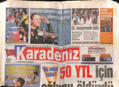 Karadeniz Gazetesi 1 Kasım 2007 - Erdal İnönüyü Kaybettik GZ106979 - 1