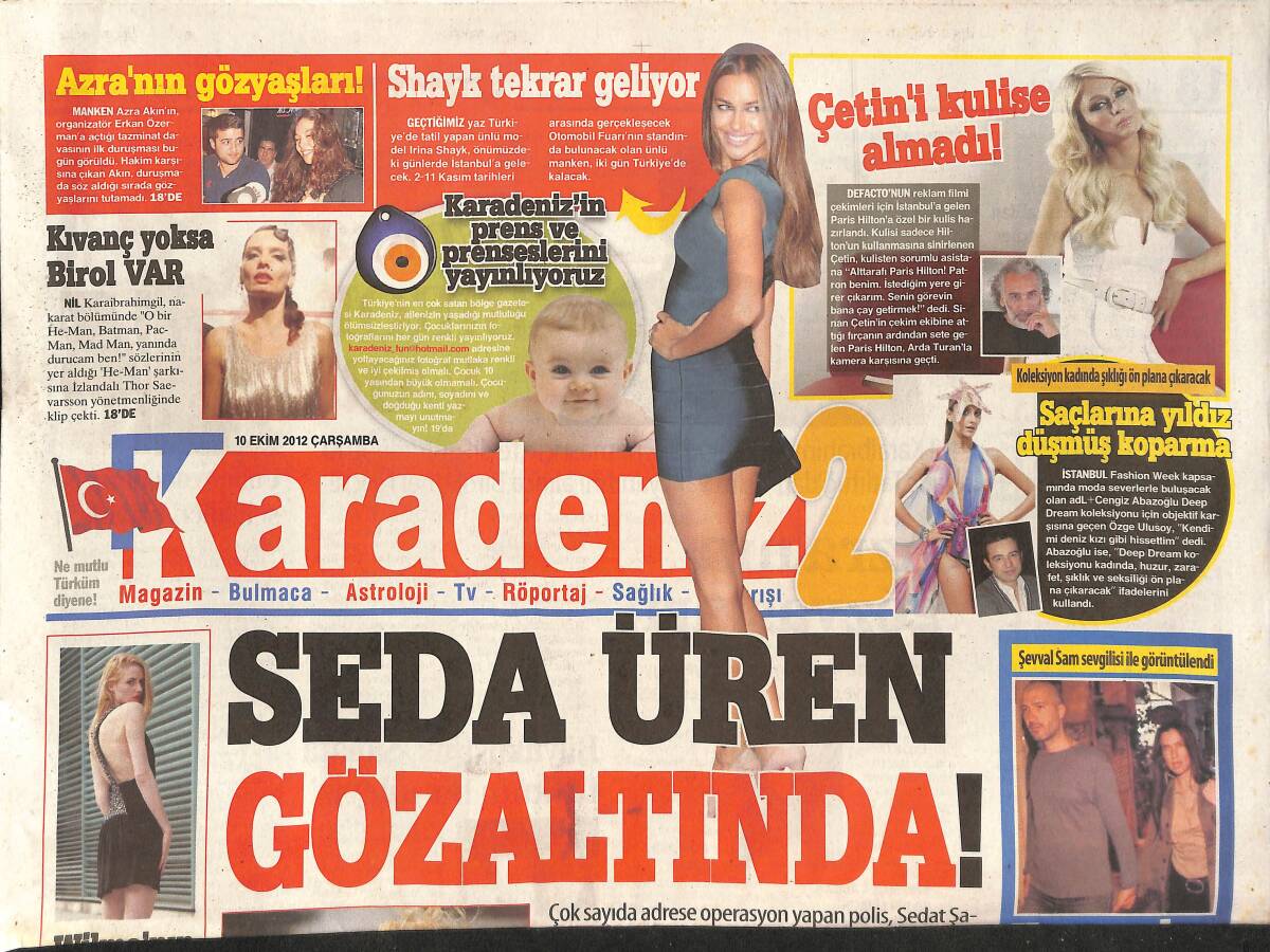 Karadeniz Gazetesi 10 Ekim 2012 - Seda Üren Gözaltında! - Jennifer Lopez Yıllandıkça Coşuyor - Azra Akın'ın Gözyaşları GZ136202 - 1