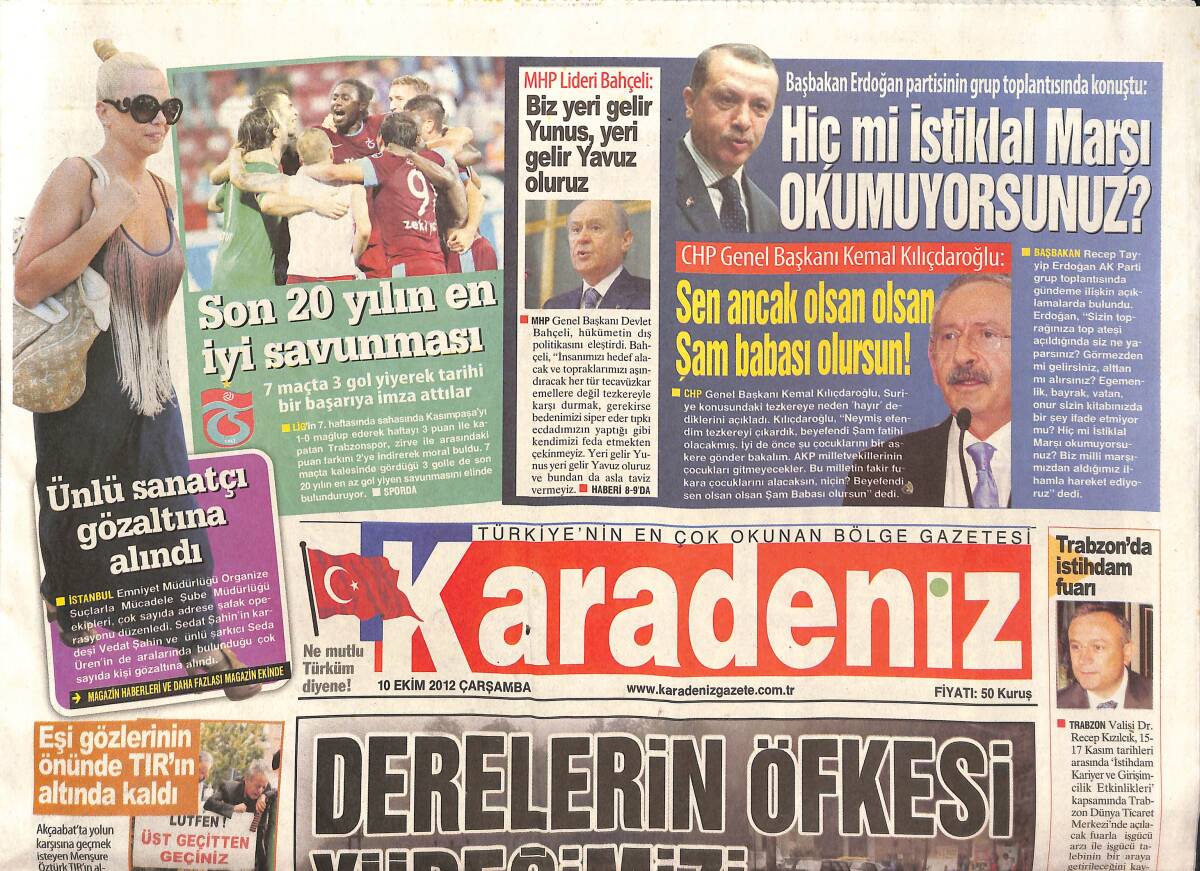 Karadeniz Gazetesi 10 Ekim 2012 - Son 20 Yılın En İyi Savunması - CHP Referanduma Gidiyor GZ136203 - 1
