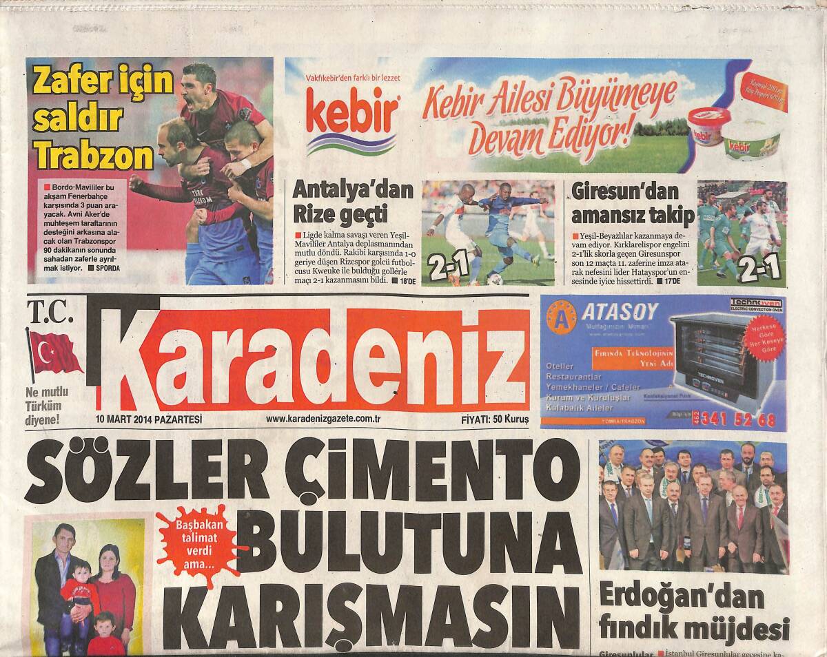 Karadeniz Gazetesi 10 Mart 2014 - Sözler Çimento Bulutuna Karışmasın - Hami Mandıralı Yıldızları Söndürdü! GZ136820 - 1