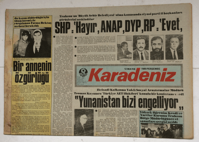 Karadeniz Gazetesi 12 Mayıs 1988 - Trabzonda Deniz Artıklarını Toplayanların Günlük Kazancı 15 Bin Lira GZ7621 - 1